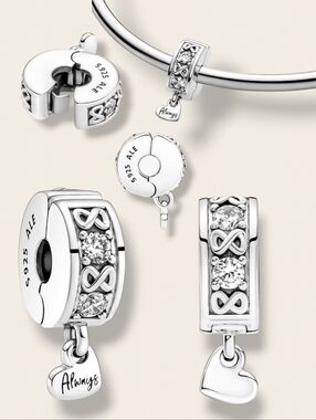 Like New 🩶 Pandora Sterling Silver Family Always Pavé Clip Charm With Clear CZ